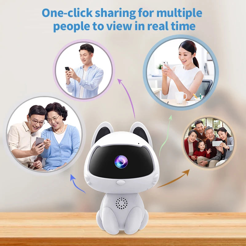 WiFi Surveillance Camera Indoor Home Security Baby Monitor V380 HD Smart Cat Wireless Camera Automatic Tracking Two-way Audio