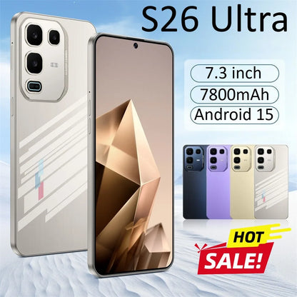 HOT NEW S26 Ultra 7.3HD 2025 HOT Global Edition Original Smart Dual Card 7800mAh Battery Android 15 Facial Recognition Function