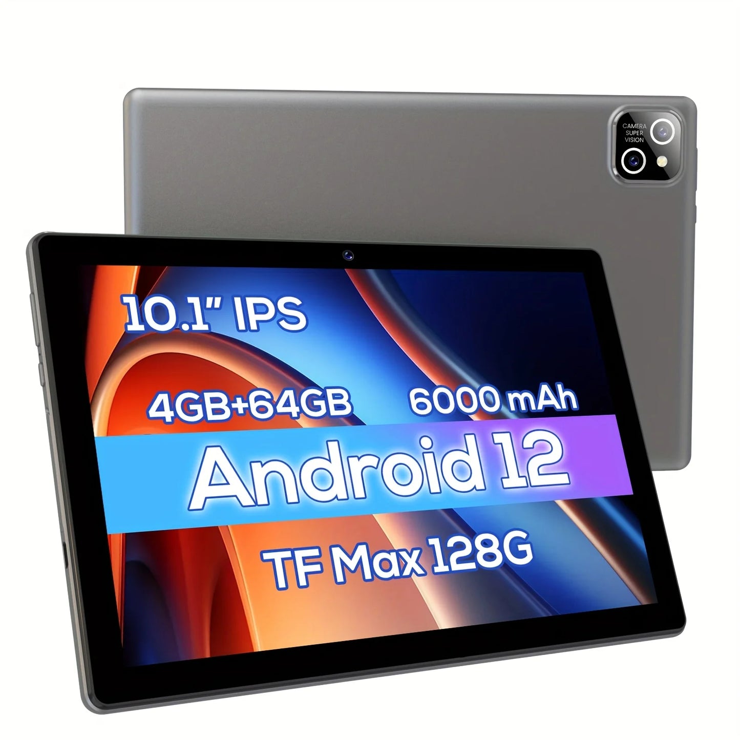 I-Atar 2025 New 10.1inch Tablet, Android 12.0 System, 4Gb Ram+64Gbrom, Quad-Core Processor, 1280*1920 Ips High-Definition Display, Dual Camera Tablet, Support 2.4g Wifi, Built-In 6000Mah Battery, Ideal Holiday Party Gift, Stu