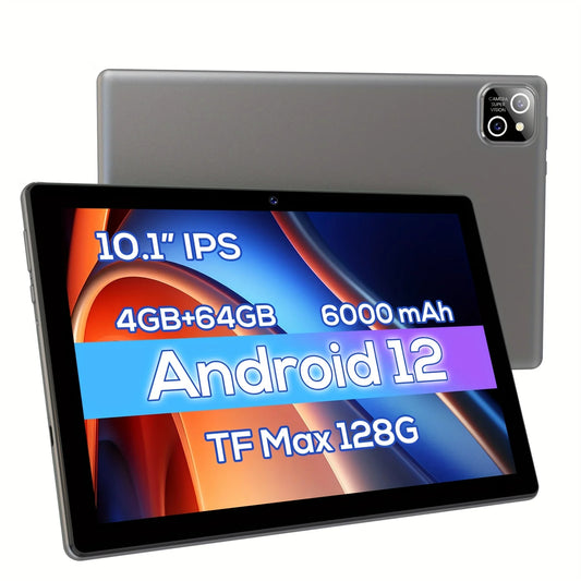 I-Atar 2025 New 10.1inch Tablet, Android 12.0 System, 4Gb Ram+64Gbrom, Quad-Core Processor, 1280*1920 Ips High-Definition Display, Dual Camera Tablet, Support 2.4g Wifi, Built-In 6000Mah Battery, Ideal Holiday Party Gift, Stu