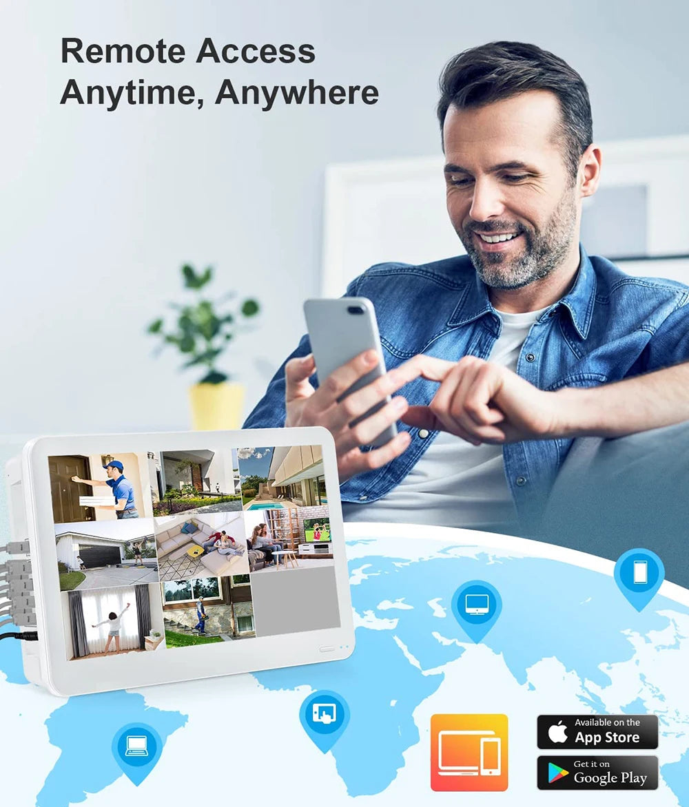 8CH 4K POE NVR With 12" LCD Monitor H.265 Onvif CCTV PoE Network Video Recorder Power Over Ethernet Xmeye 8MP NVR for IP Cameras