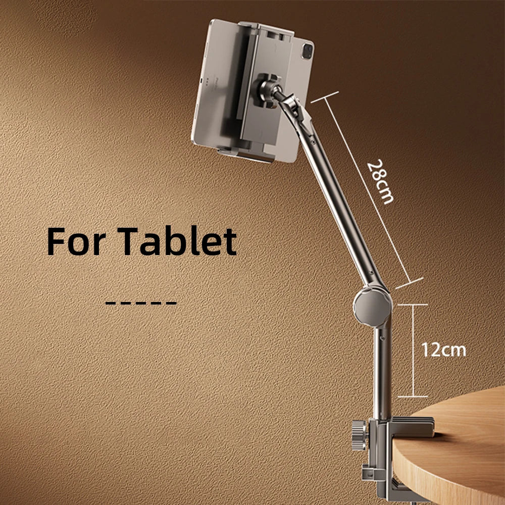 Tablet Holder iPad Desk Stand with 360° Adjustable Foldable Metal Arm Tablet Bracket for Phone Tablet or Other 4~13In Devices