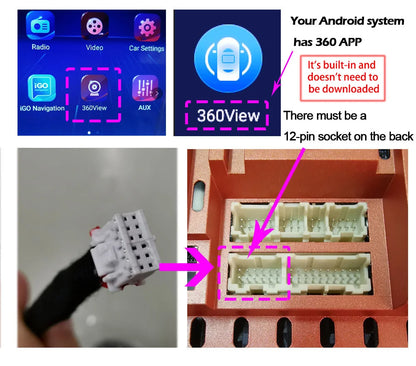 Car 360 Camera 1080p 3D WDR Surround View system 4 Channel DVR Recorder Car Surveillance System AccessoriesAndroid built-in360