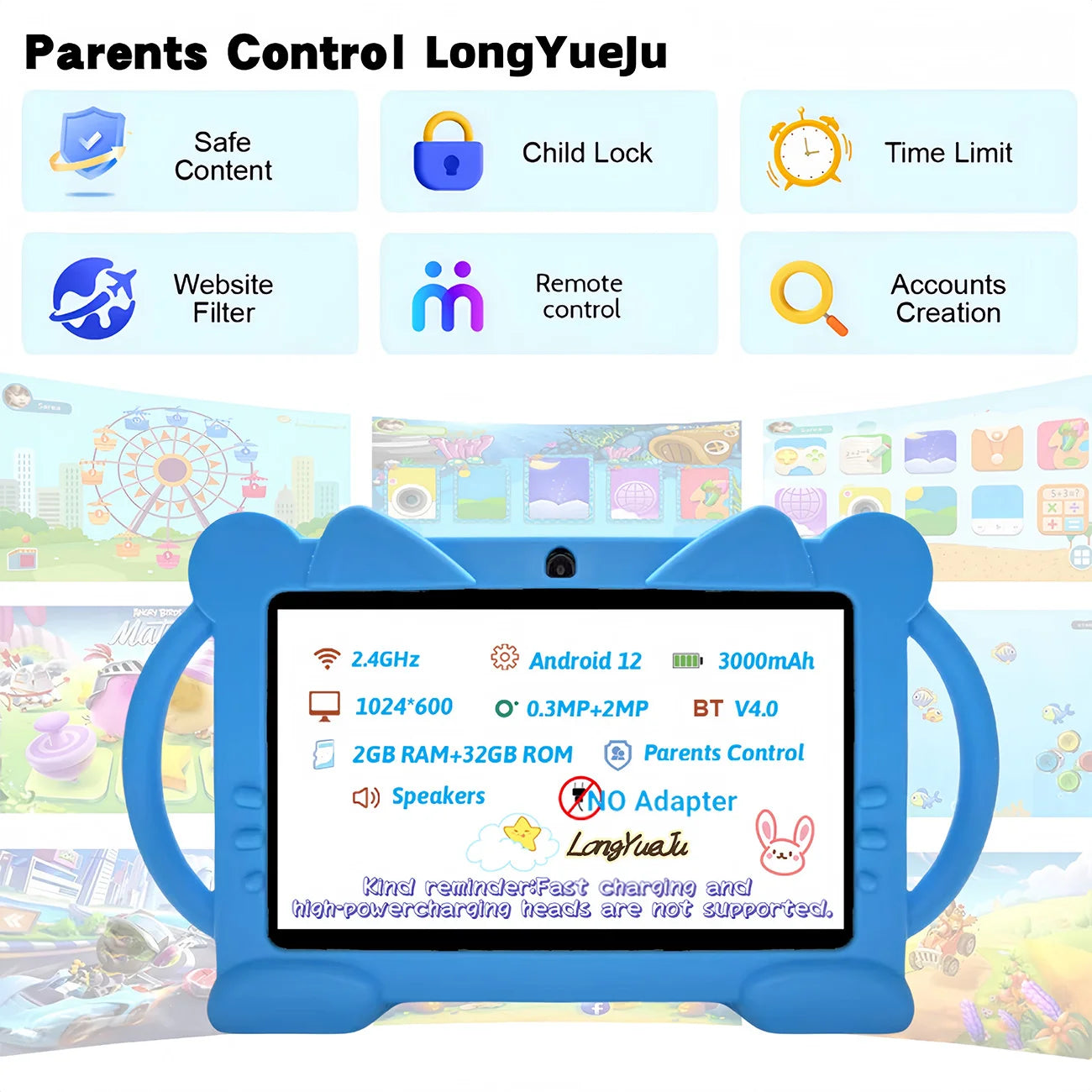 Latest generation 7-inch Android tablet, educational and entertainment all-in-one machine, equipped with IWAWA, parental control