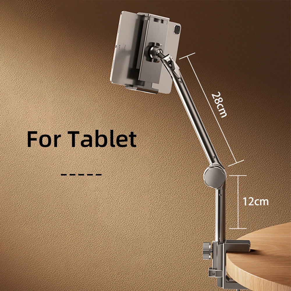 Tablet Holder iPad Desk Stand with 360° Adjustable Foldable Metal Arm Tablet Bracket for Phone Tablet or Other 4~13In Devices