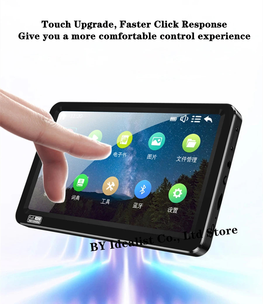 7.1 inch Bluetooth Mp4 Player 64gb Touch Screen Hifi Music Usb Type-c Mp4 Video Player Support TF Card Speaker 6500mAh Battery